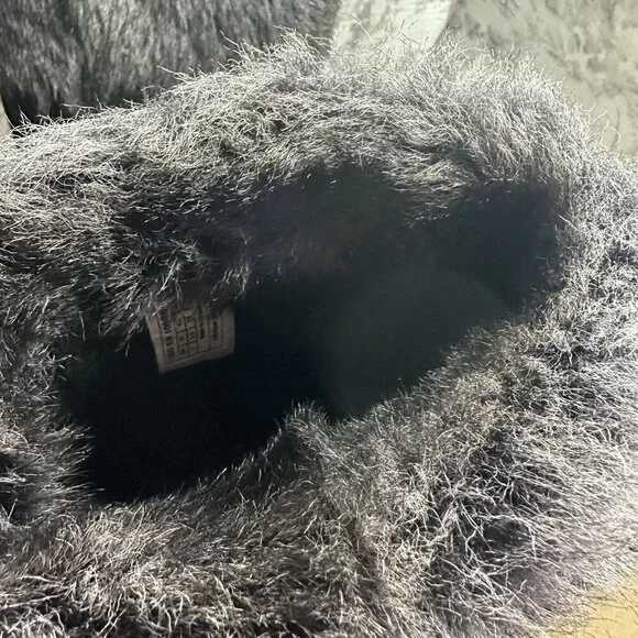 Ugg Boots Womens 7 Tall Rosana Water Resistant Sheepskin Fur Tocana  Black Suede - Picture 6 of 11